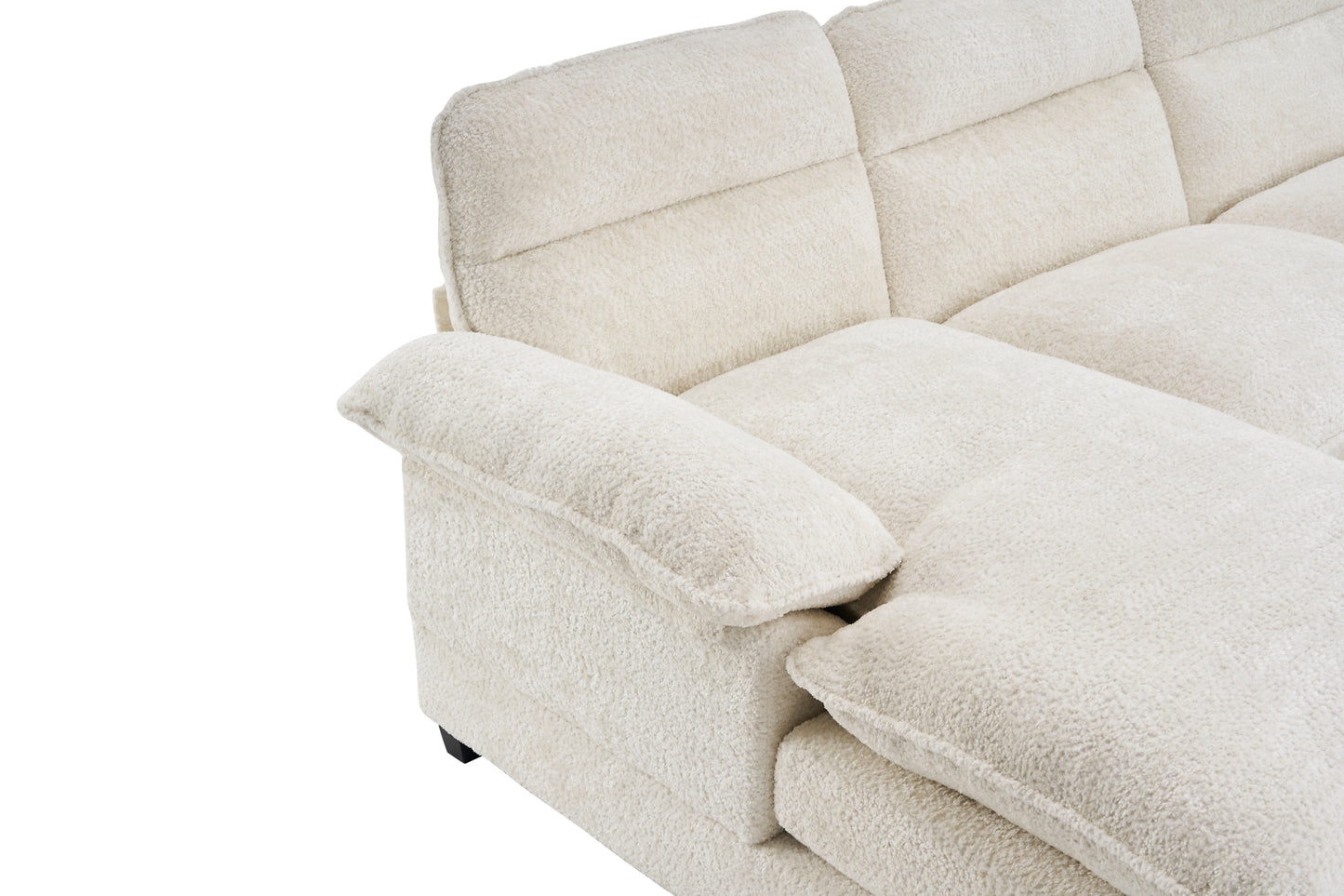 U-shaped profile sofa, including two single seats and two chaise, modular sofa, Chenille sofa,White