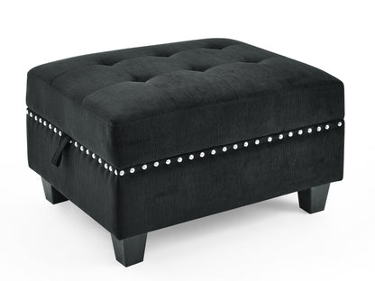 U shape Modular Sectional Sofa,DIY Combination,includes Two Single Chair,Two Corner and Two Ottoman,Black Velvet.