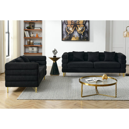 3-seater + 2-seater Combination sofa.BLACK teddy