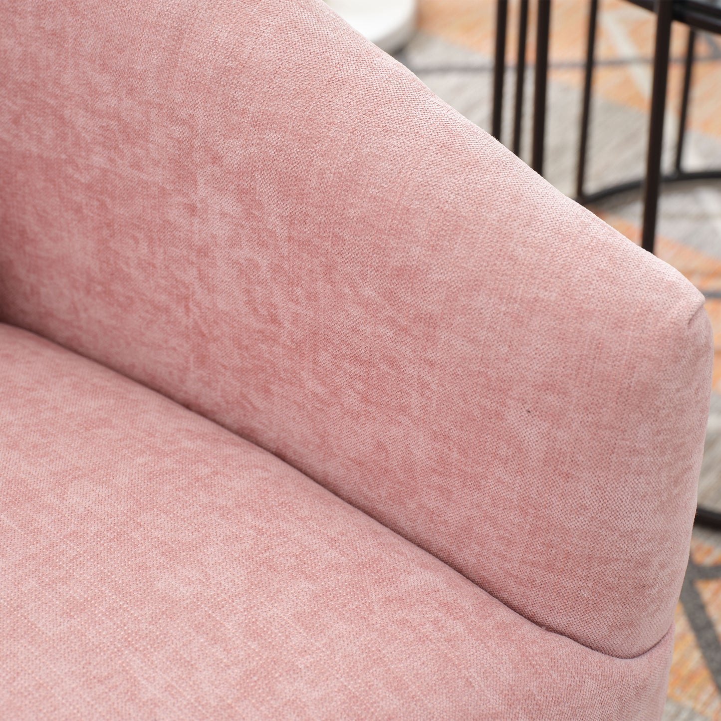 360-degree Swivel Accent Armchair Linen Blend PINK