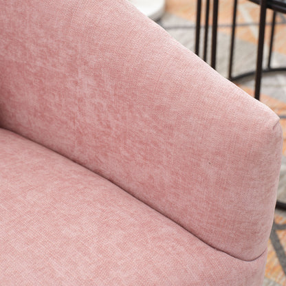 360-degree Swivel Accent Armchair Linen Blend PINK