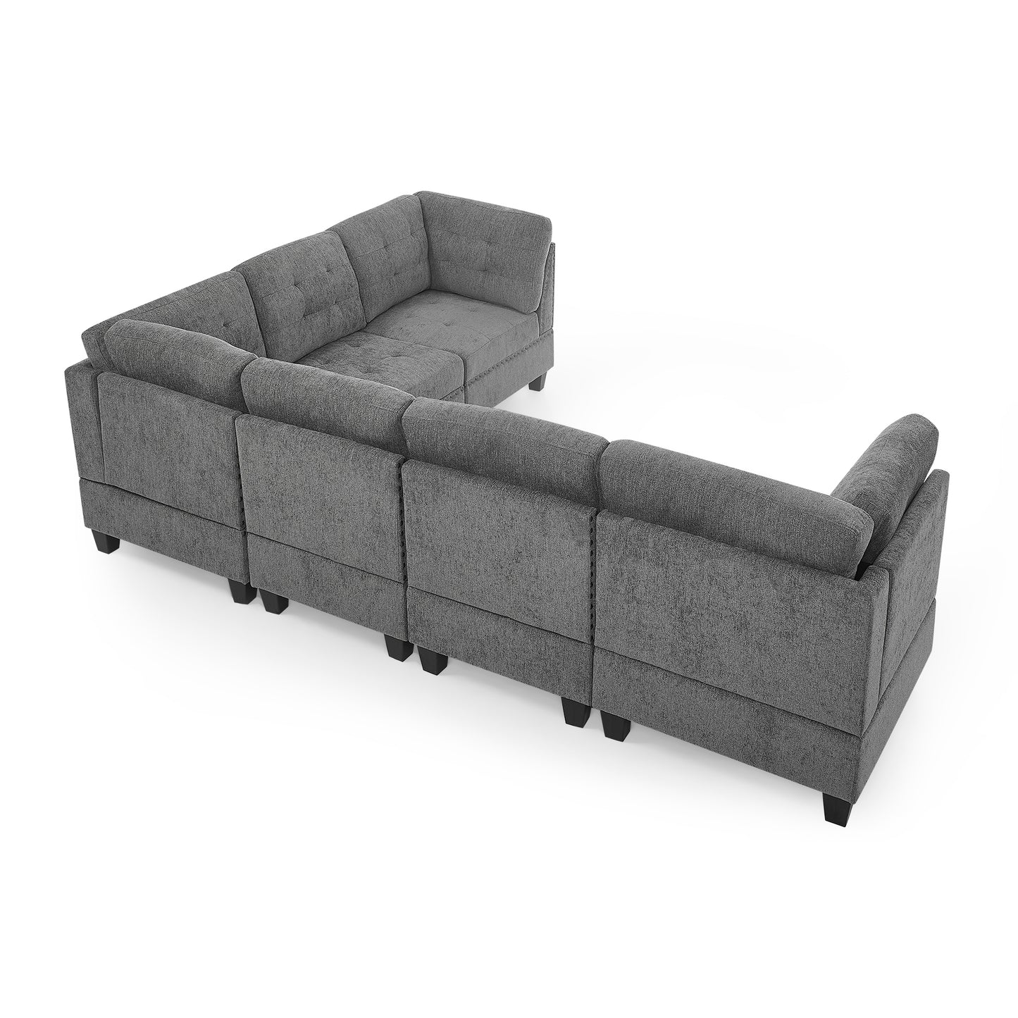 L shape Modular Sectional Sofa,DIY Combination,includes Three Single Chair and Three Corner,Grey Chenille