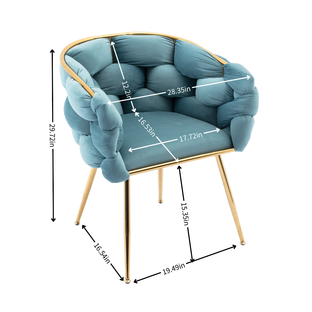 Luxury modern simple leisure velvet single sofa chair bedroom lazy person household dresser stool manicure table back chair blue