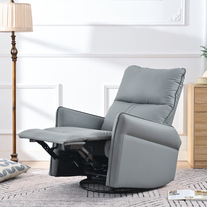 Rocking Recliner Chair,360 Degree Swivel Nursery Rocking Chair,Glider Chair,Modern Small Rocking Swivel Recliner Chair for Bedroom,Living Room Chair Home Theater Seat,Side Pocket(Blue-gray)