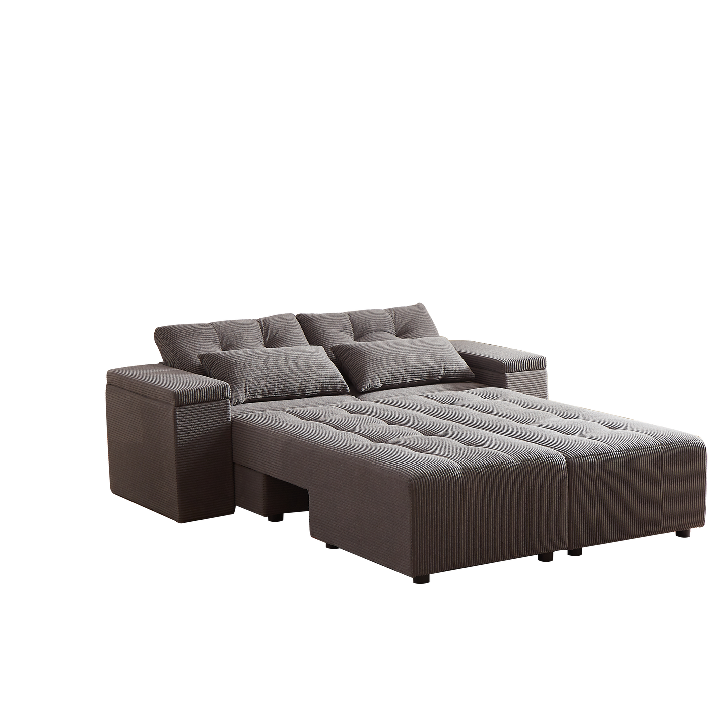 Convertible 3 in 1 Sleeper Sofa and Sectional Sofa with 4 Storage Space for Living Room,Corduroy Couch With 4 pillows,Corduroy