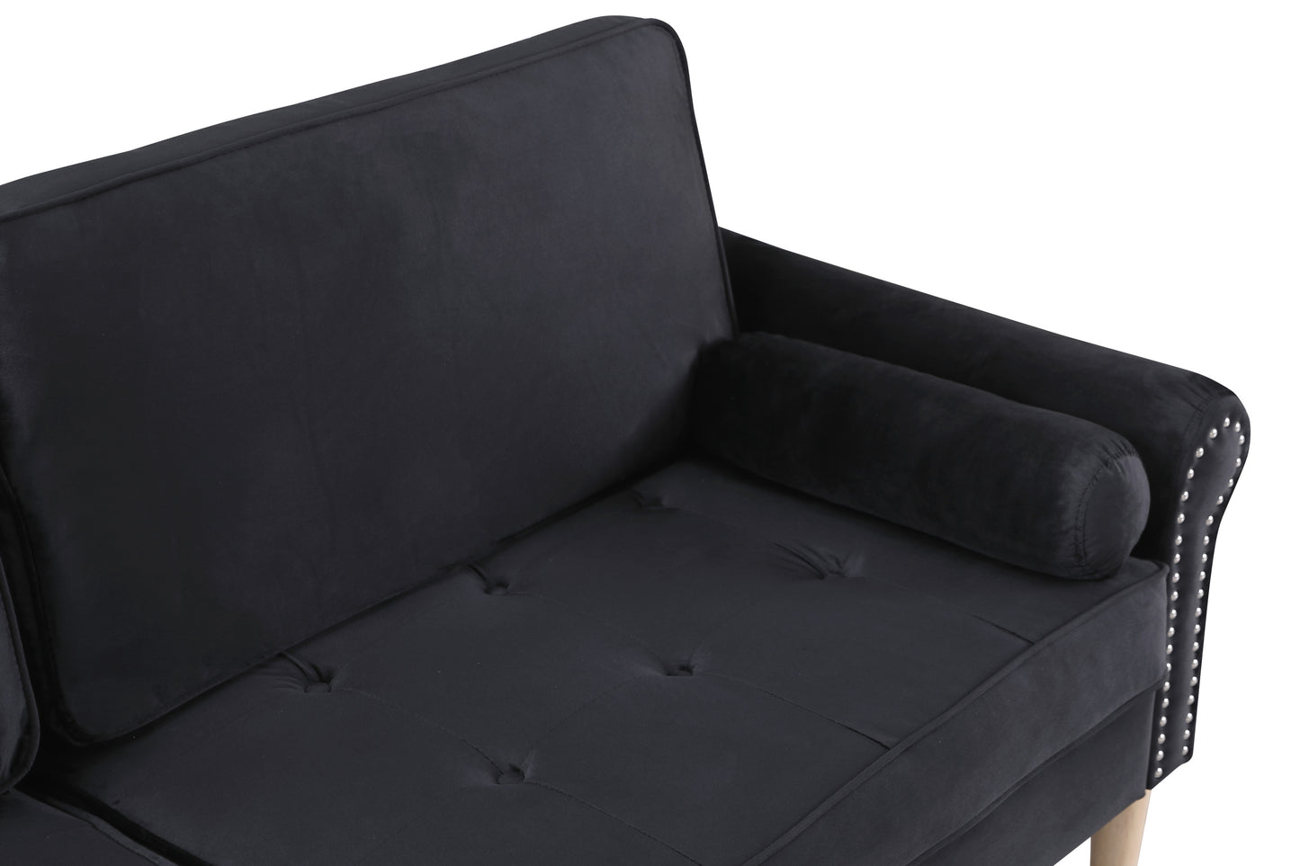 Living Room Sofa,3-Seater Sofa, with Copper Nail on Arms,Three Pillow,Black