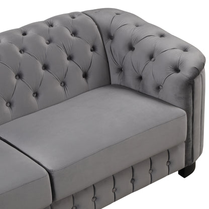 64" Velvet Upholstered Loveseat Sofa,Modern Loveseat Sofa with Thick Removable Seat Cushion,2-Person Loveseat Sofa Couch for Living Room,Bedroom,or Small Space,Gray