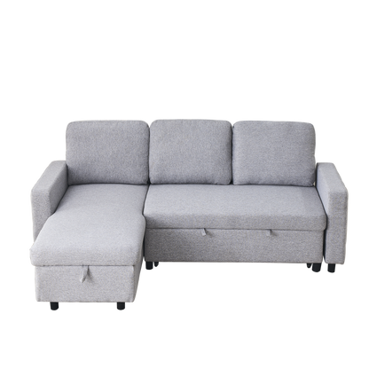 78.8" Reversible Sleeper Combo Sofa with Pullout Bed, Comfortable Linen L-Shaped Combo Sofa Sofa Bed, Living Room Furniture Sets for Tight Spaces