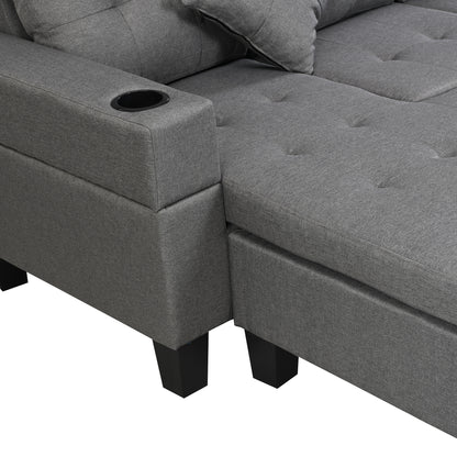 Sectional Sofa Set for Living Room with L Shape Chaise Lounge,cup holder and Left or Right Hand Chaise Modern 4 Seat