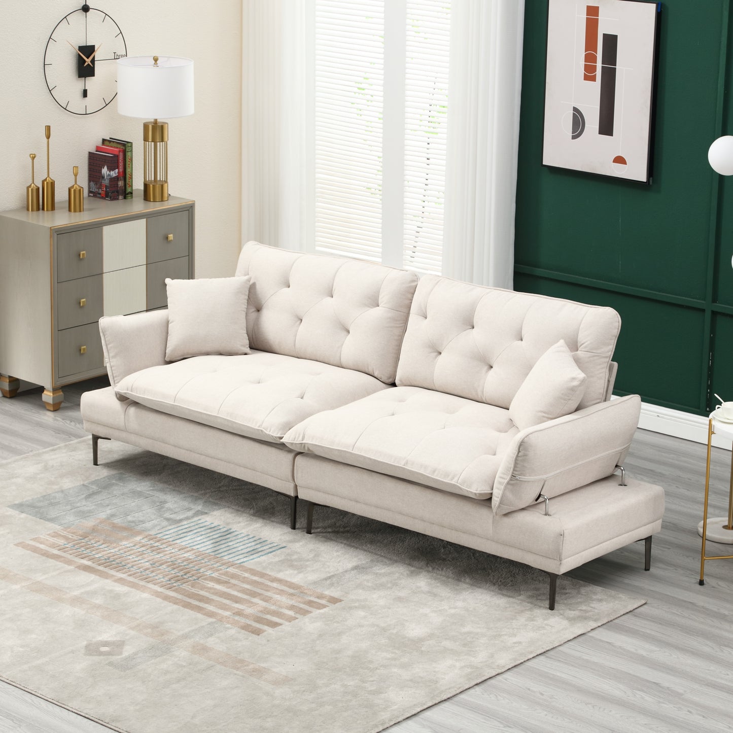 Linen Sofa, Accent sofa loveseat sofa with metal feet