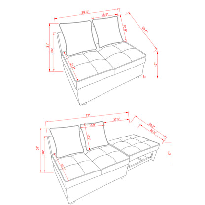 Chair Bed 4 in 1 Convertible Recliner Couch Sleeper Sofa Bed w/Sturdy Wood Frame for Living Room, Bedroom, Small Space Polyester Upholstery Black