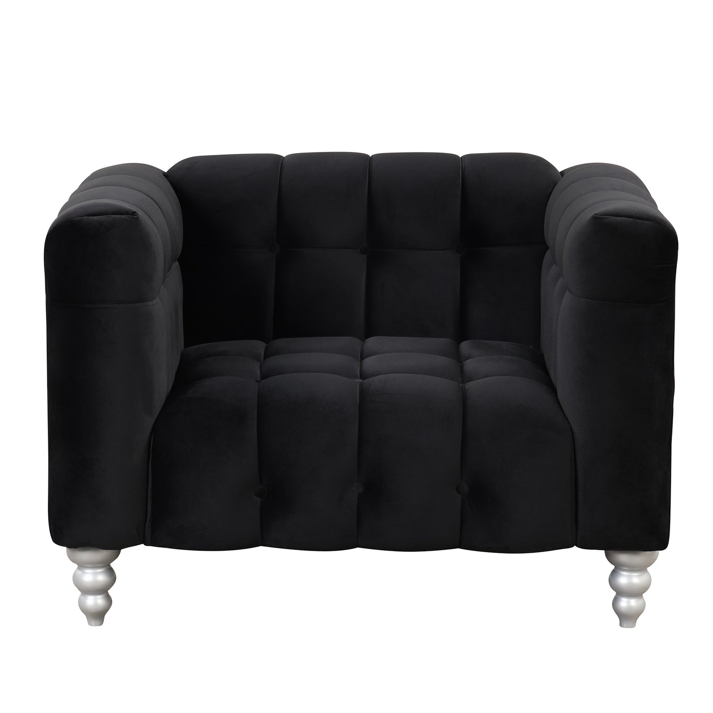 42" Modern Sofa Dutch Fluff Upholstered sofa with solid wood legs, buttoned tufted backrest,