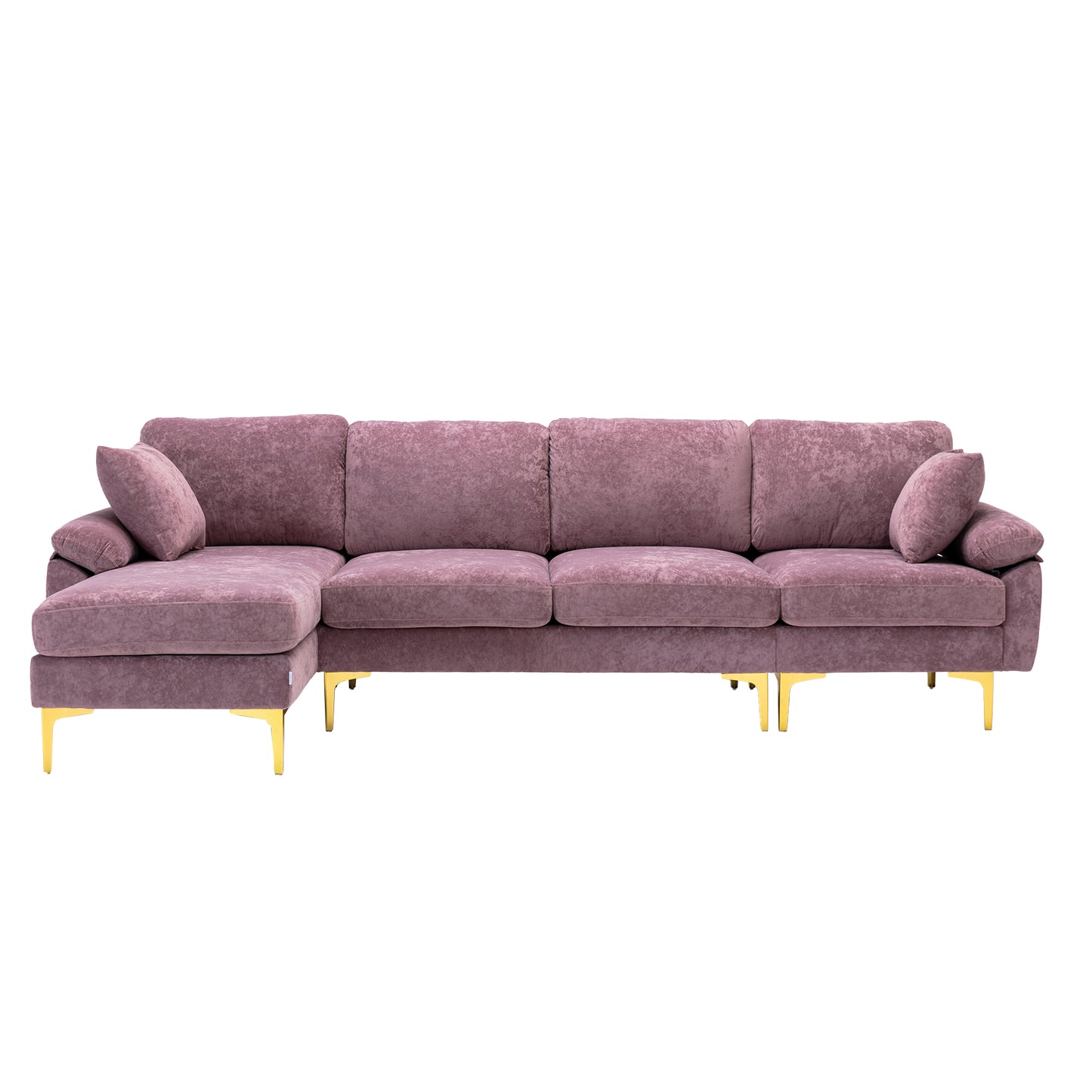 U-shape sectional sofa with Ottoman, Reversible Sofa Couch for Living Room,Spacious Furniture,Durable Couch Removable and machine washable cover (Purple Velvet)