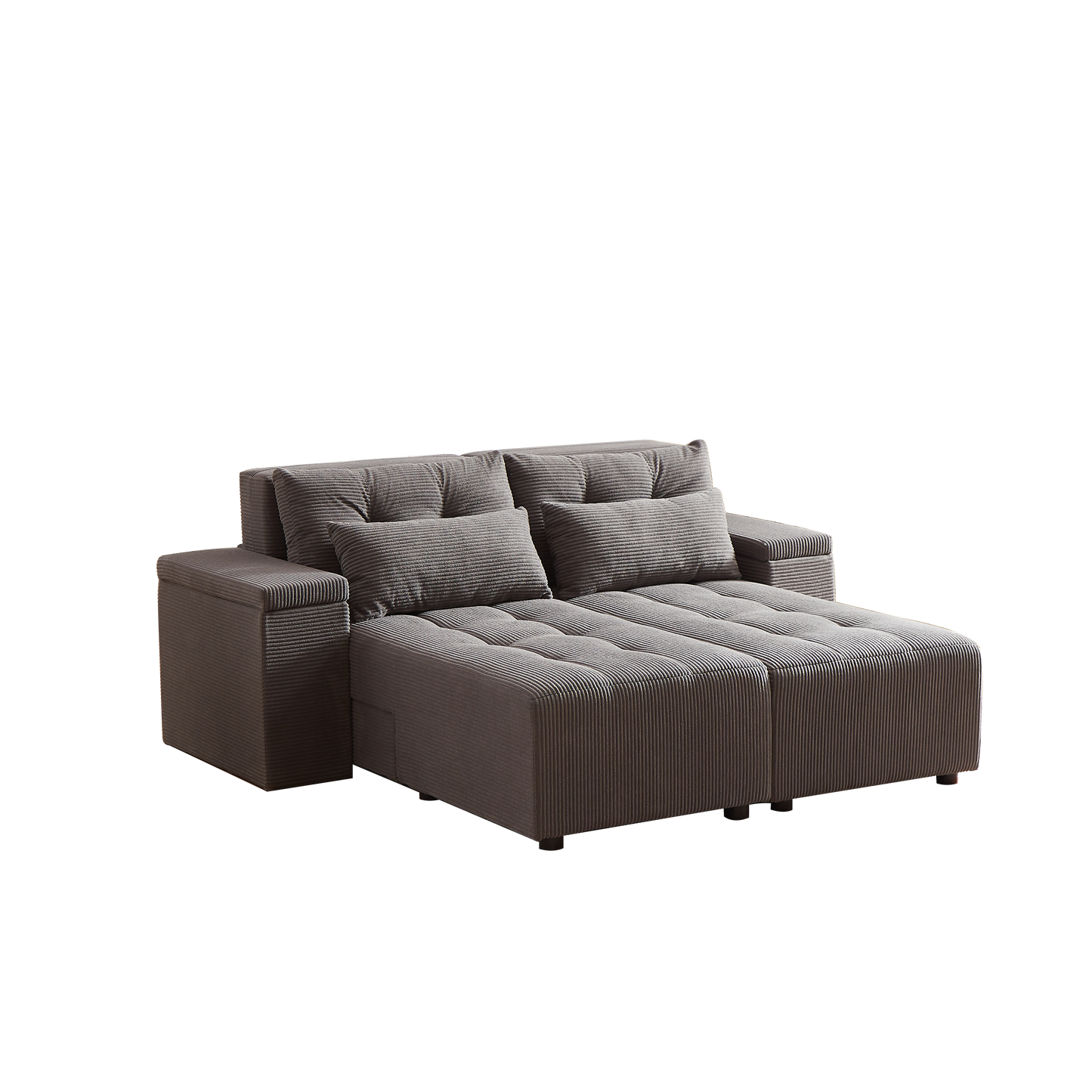 Convertible 3 in 1 Sleeper Sofa and Sectional Sofa with 4 Storage Space for Living Room,Corduroy Couch With 4 pillows,Corduroy