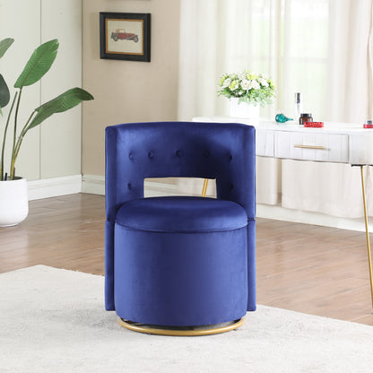 360° Swivel Accent Chair with Storage Function, Velvet Curved Chair with Gold Metal Base for Living Room, Nursery, Bedroom