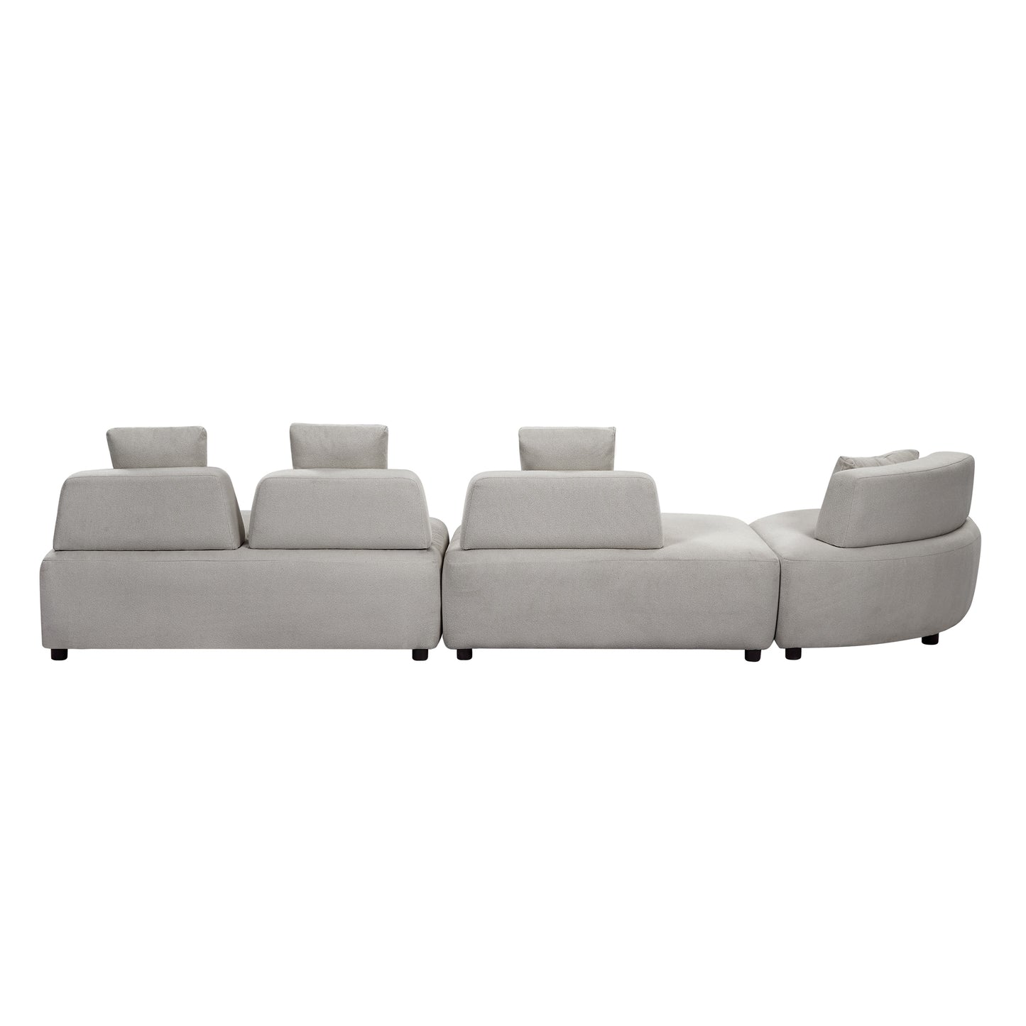 Contemporary 3-piece Sectional Sofa Free Convertible sofa with Four Removable Pillows for Living Room, Grey