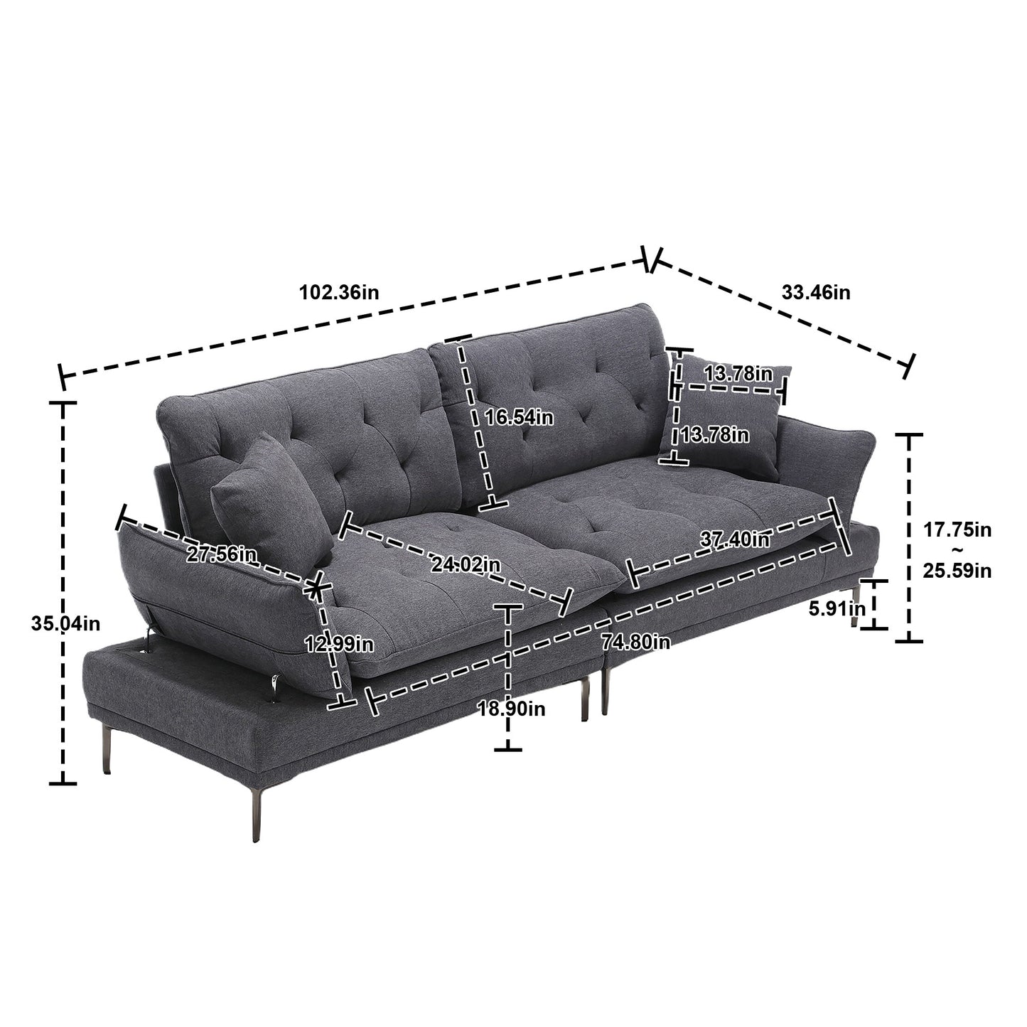 Linen Sofa, Accent sofa loveseat sofa with metal feet