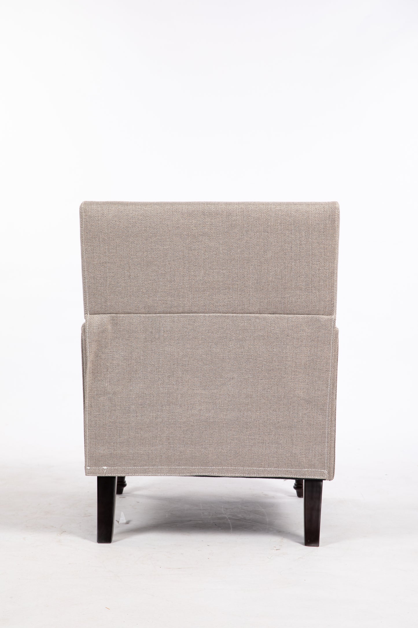 Upholstered Accent Chair, Vintage Armchair with Blue and White Striped Linen Fabric and Nailhead Trim for Living Room