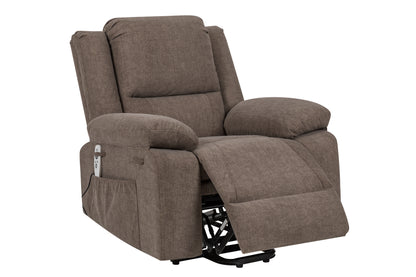 Electric Power Recliner Chair With Massage For Elderly,Remote Control Multi-function Lifting, Timing, Cushion Heating Chair With Side Pocket Brown