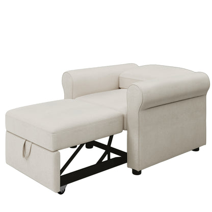 3-in-1 Sofa Bed Chair, Convertible Sleeper Chair Bed,Adjust Backrest Into a Sofa,Lounger Chair,Single Bed,Modern Chair Bed Sleeper for Adults,White(Old sku:WF301161AAB)