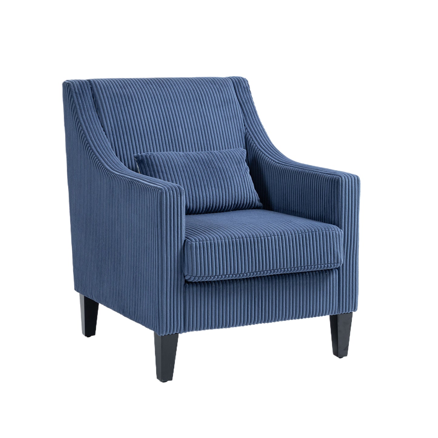 Modern Accent Chair,Upholstered Armchair with Scooped Arms for Bedroom,Apartment,Studio,Office,Waiting Room(Blue Corduroy)