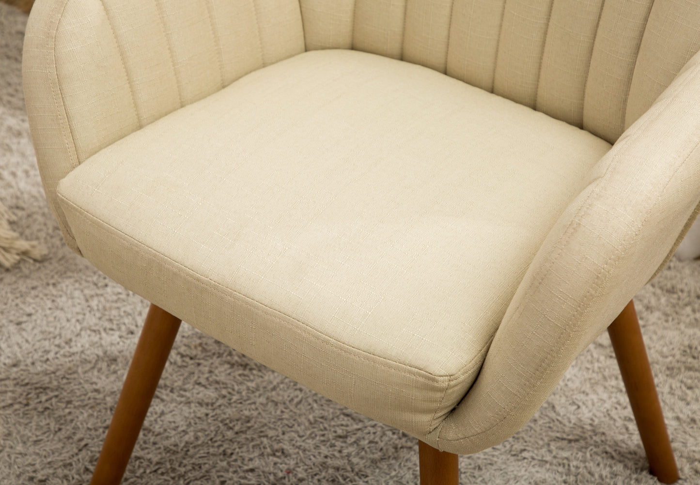 Contemporary Fabric Accent Chair, Tan