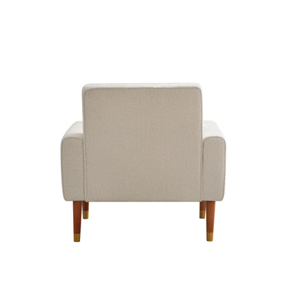 Classic Biscuit-Style Accent Chair - Comfortable Armrests, Soft Fabric, Elegant Solid Wood Legs with Gold Finish, Easy Assembly