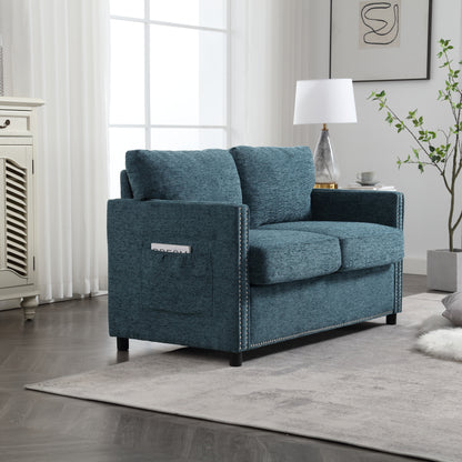 Modern chenille Fabric Loveseat, 2-Seat Upholstered Loveseat Sofa Modern Couch