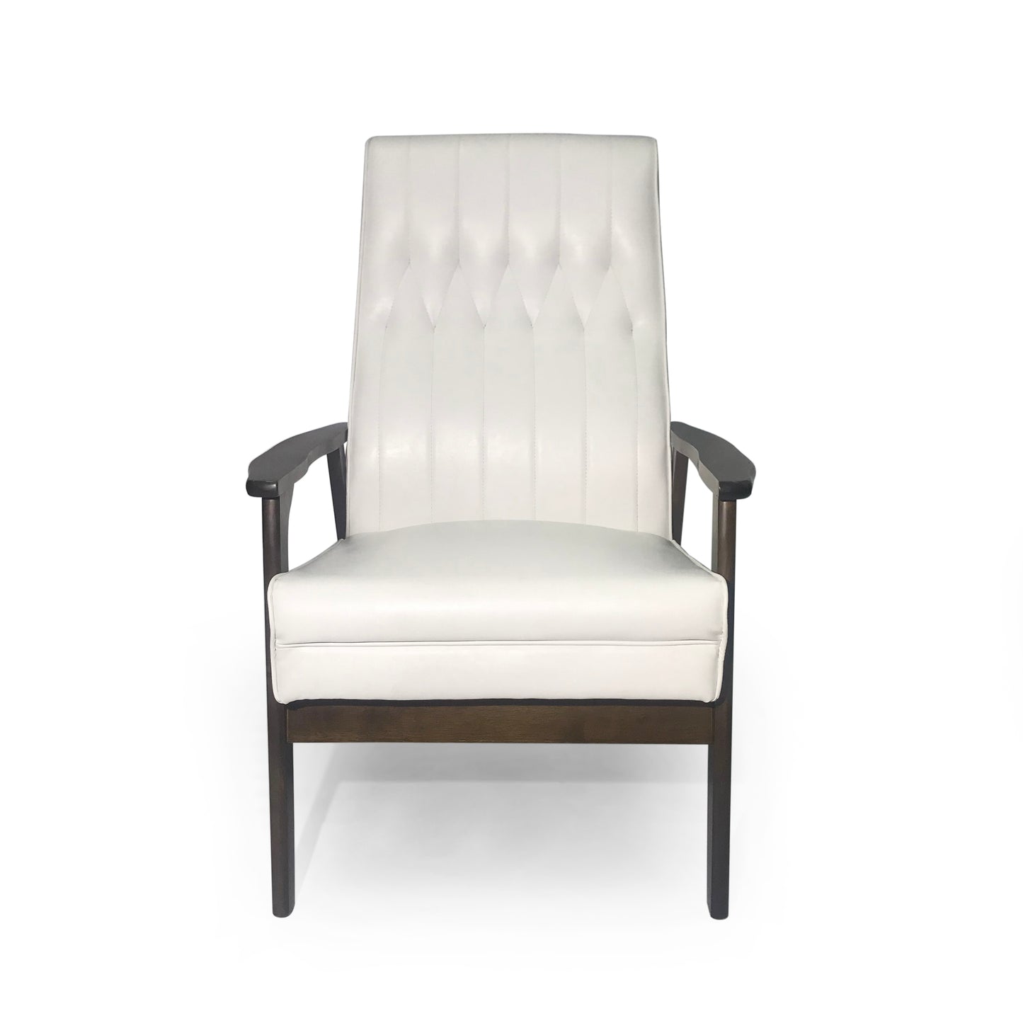 Mid Century Modern Upholstered Accent Chair, Snow White Faux Leather