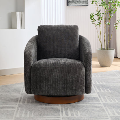 30.3"W Swivel Accent Barrel Chair and Comfy Round Accent Single Sofa Chair, 360 Degree Club Chair, Lounge Armchair for Living Room Bedroom Nursery.Charcoal