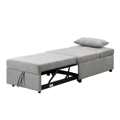 Folding Ottoman Sofa Bed Gray