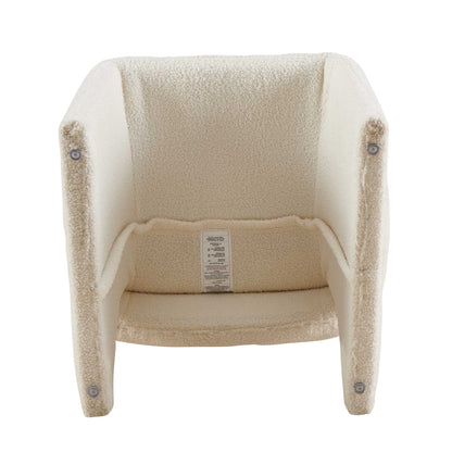 Modern Dining Chair Accent Chair White Single Sofa Chair,Upholstered Side Chair Teddy Comfy Chair for Dining Room/Bedroom/Living Room/Reception-Off White-1PC