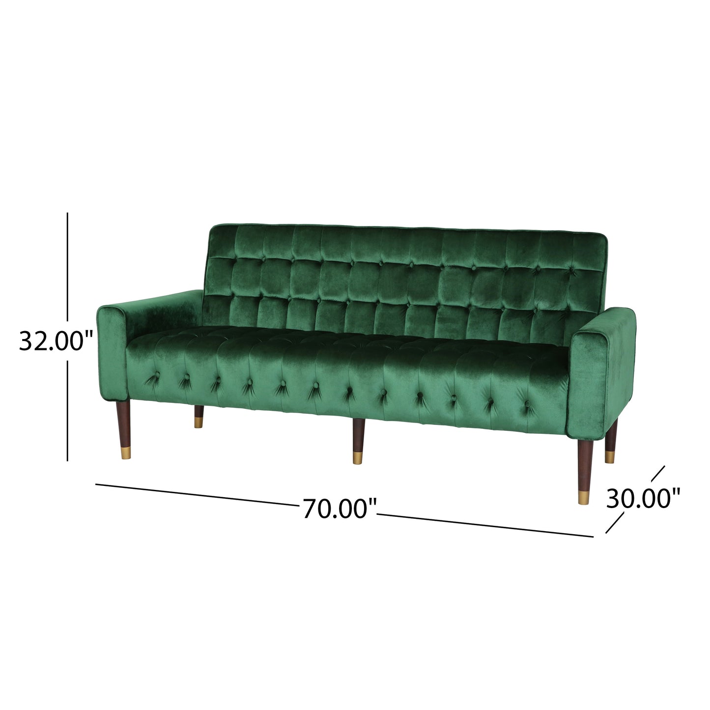 70 in. W Square Arms Velvet Straight Sofa,Living room and Study