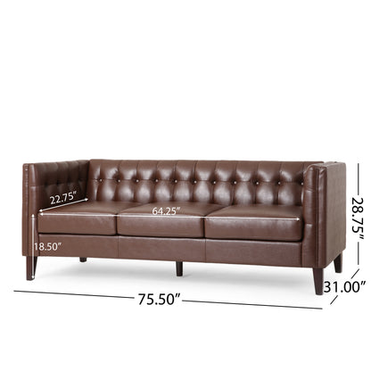 Comfy 3-seat Sofa with Tufted Back, Modern for Living Room