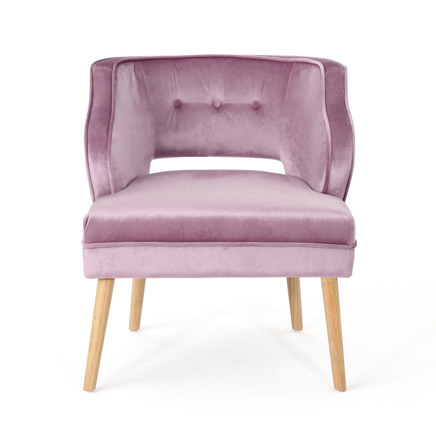 Mid Century Velvet Tufted Accent Chair, Light Lavender