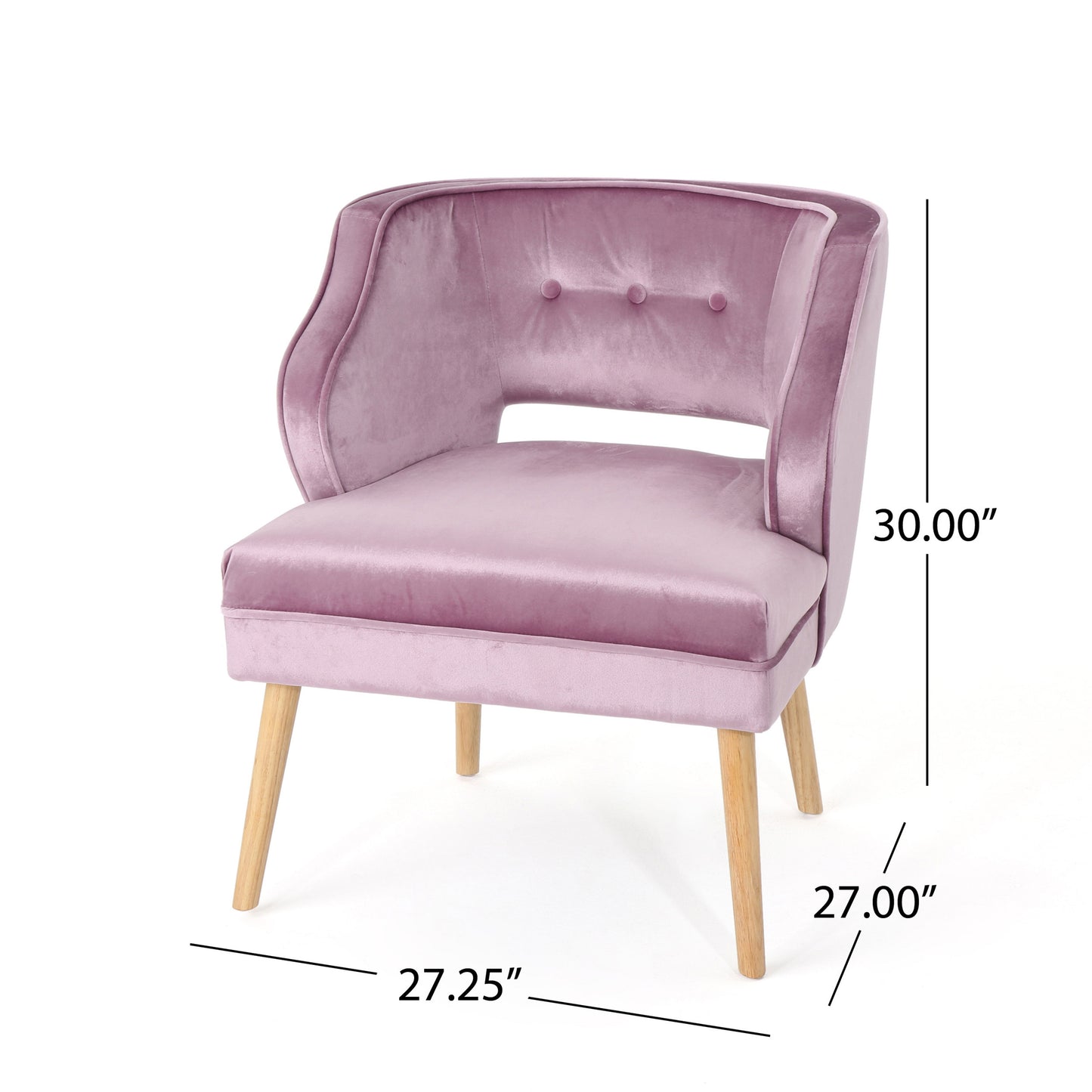 Mid Century Velvet Tufted Accent Chair, Light Lavender