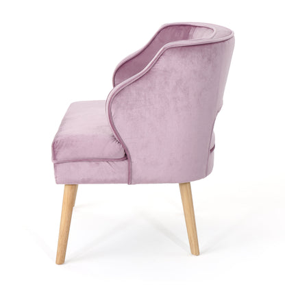 Mid Century Velvet Tufted Accent Chair, Light Lavender