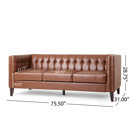 Comfy 3-seat Sofa with Tufted Back, Modern for Living Room