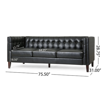 Comfy 3-seat Sofa with Tufted Back, Modern for Living Room